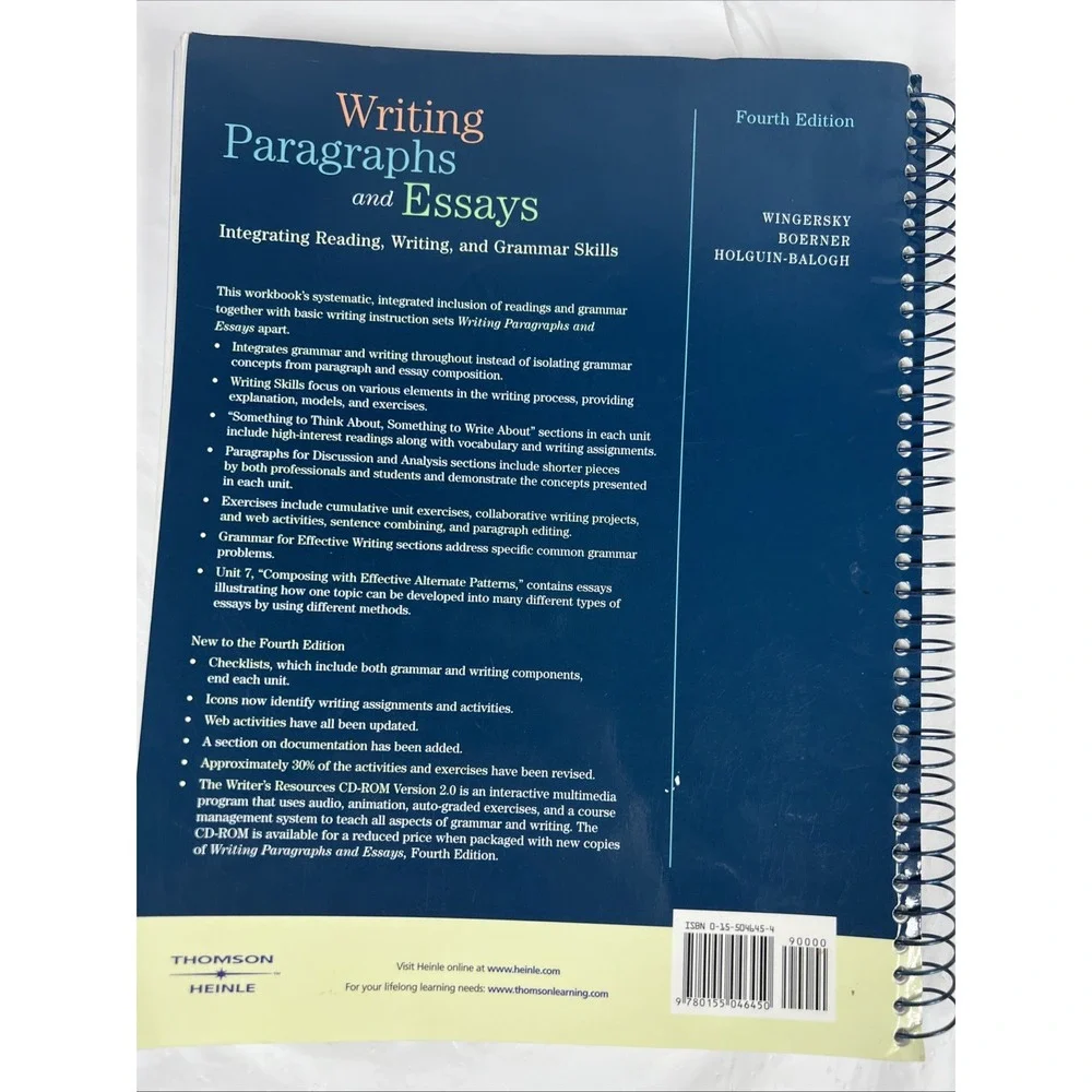 Wingersky Boerner Holguin Balogh Fourth Edition Writing Paragraphs And‎ Essays